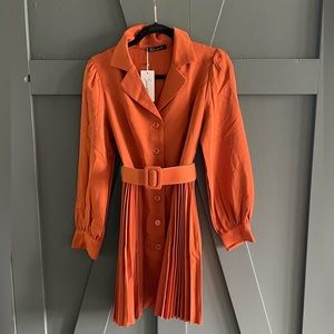 SHEIN Belted Lantern Sleeve Dress